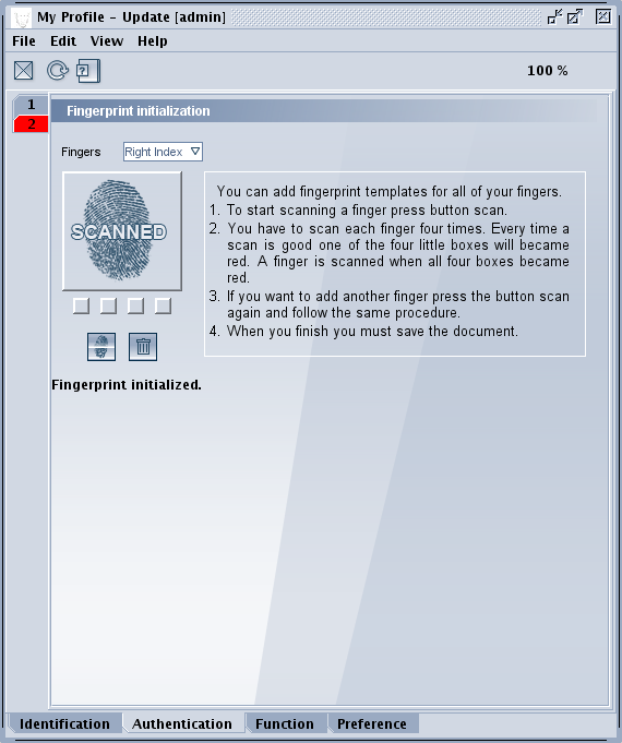 Scan fingerprints interface