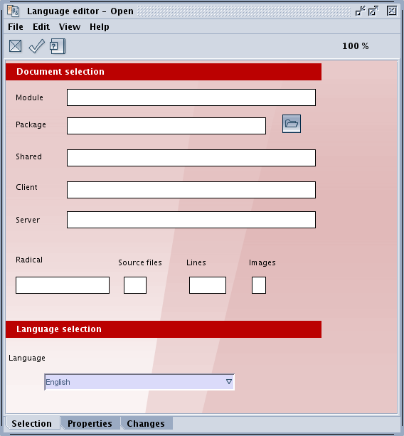 Language editor interface