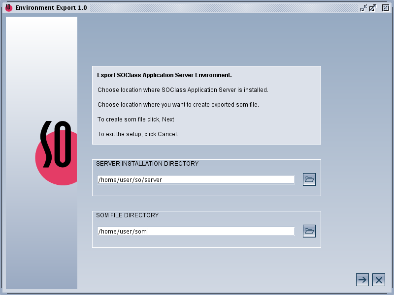 Environment export tool interface