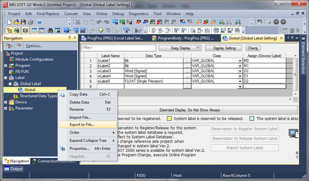 Sharing PLC labels with GOT2000 using label list