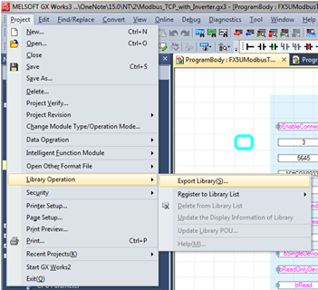 Open "Export Library" window