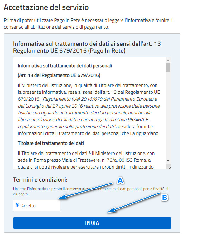 Effettuare iscrizione a PAGO IN RETE e vedere i propri pagamenti