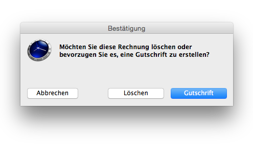 Rechnung löschen oder gutschreiben