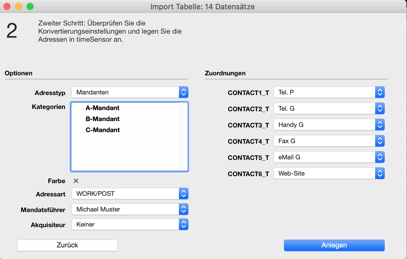 Letzter Schritt vor Import