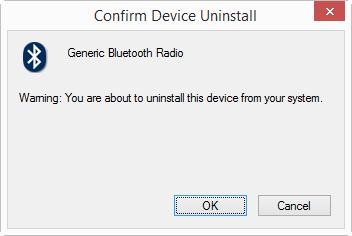 Uninstalling the Generic Bluetooth Adapter (Win 8)