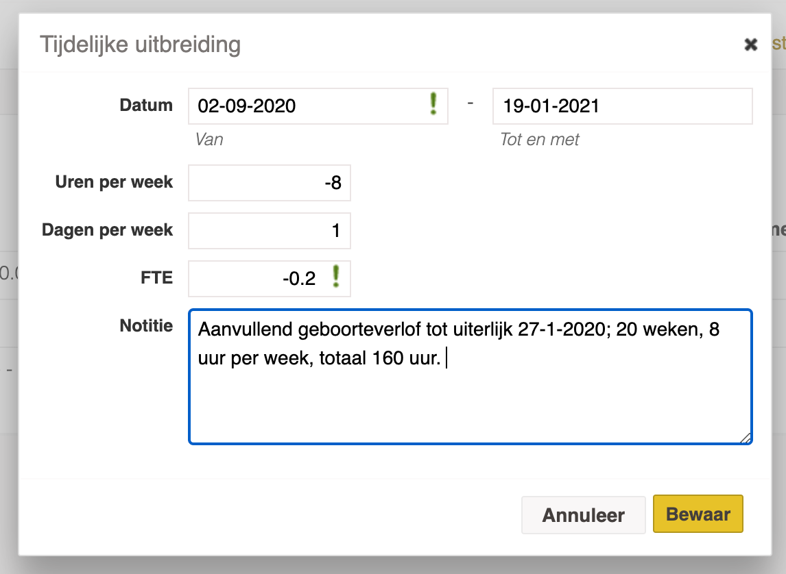 Geboorteverlof registreren en verwerken met een uitkering vanuit het