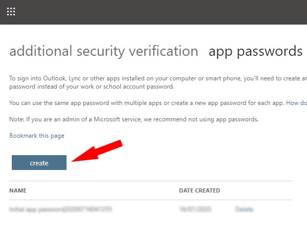 Generate Office 365 App Password