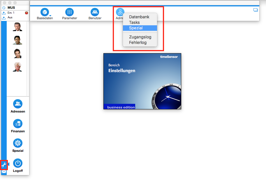 Opening the settings