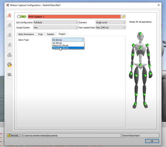 MVN hand connection status window