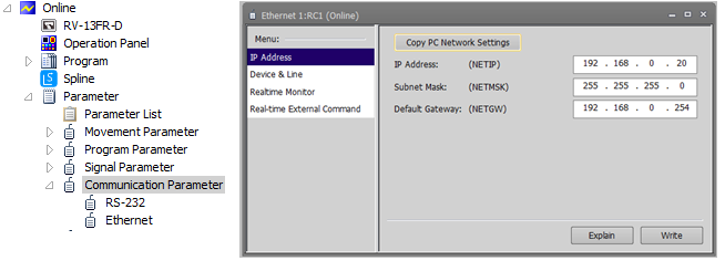 Picture 1. Check your communication settings