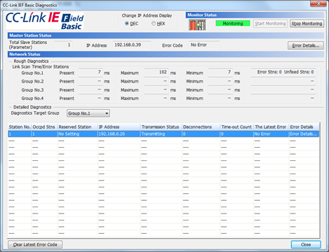 Picture 6. Communication 'Diagnostics' window