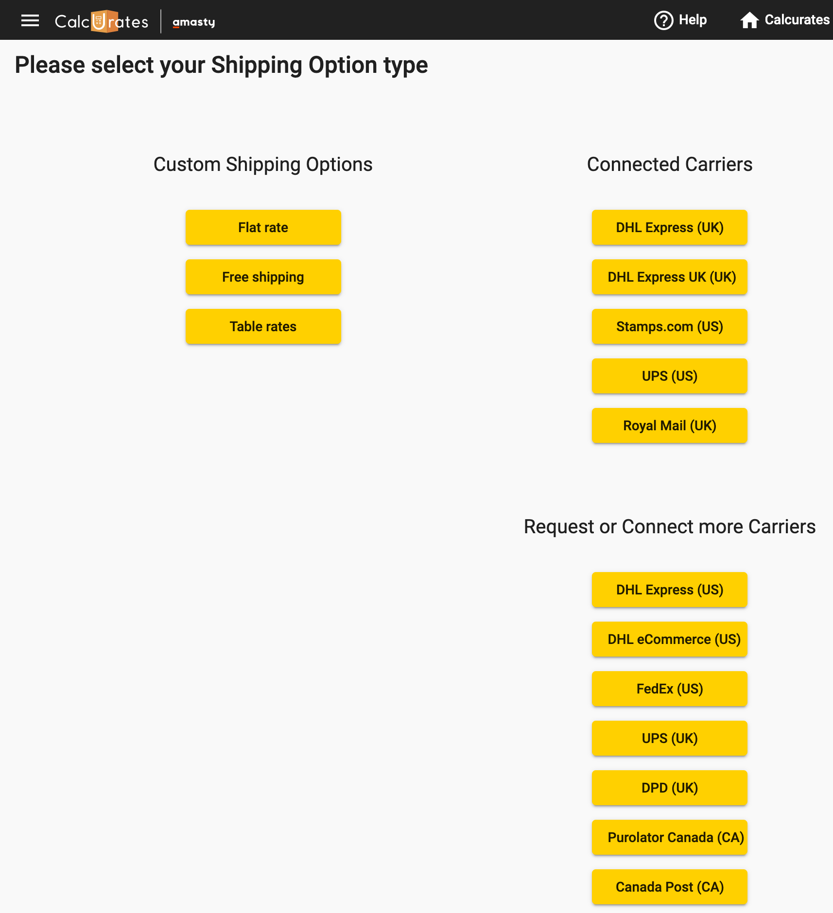 Shipping Option types
