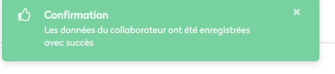 Mes collaborateurs - ajout - bandeau confirmation