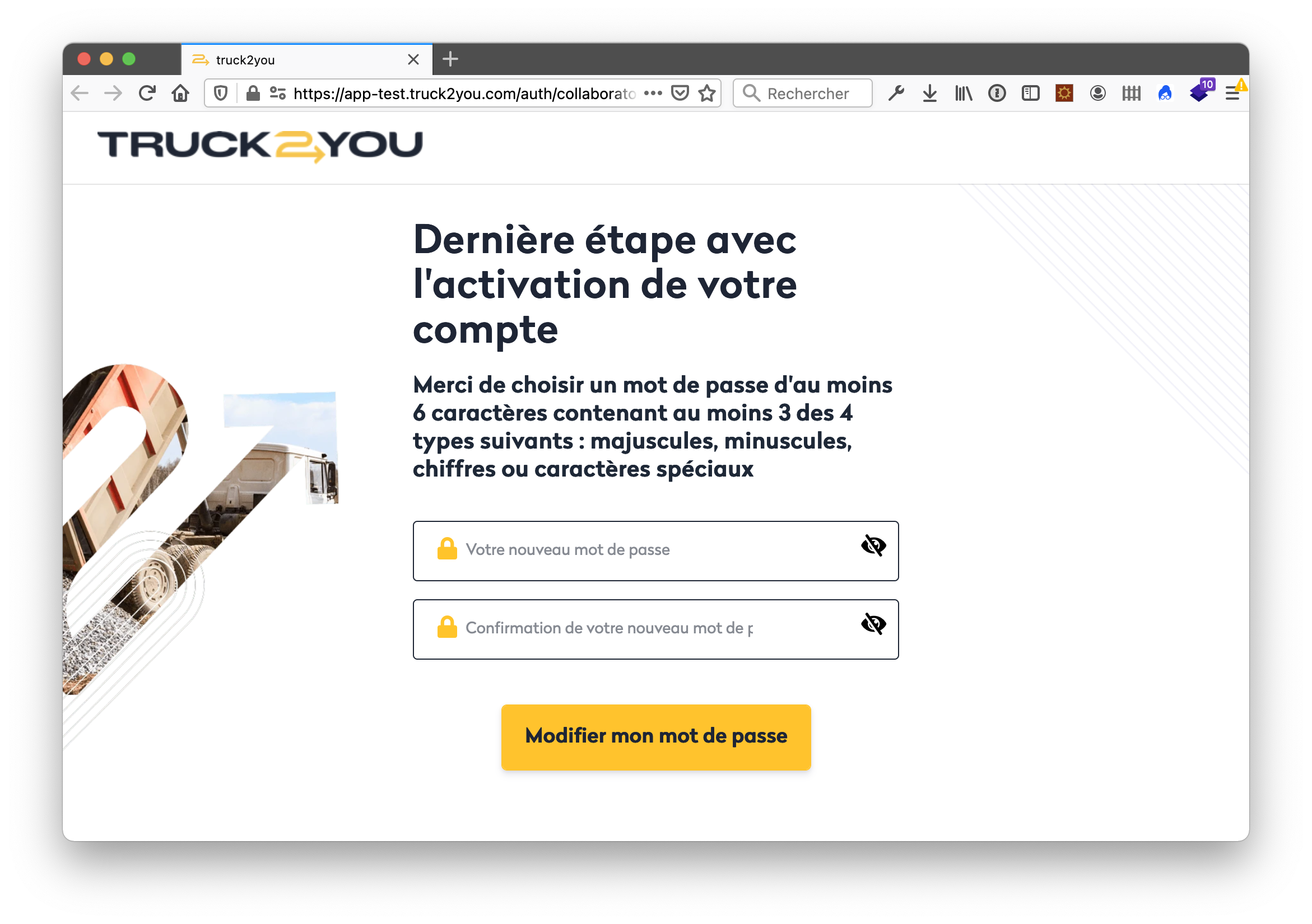 Mes collaborateurs - ajout - choix du mot de passe