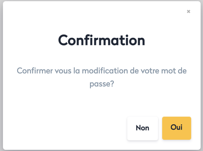 Mon profil - modifier mot de passe - message confirmation