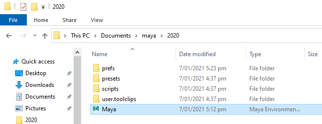 mayaEnv-file-directory