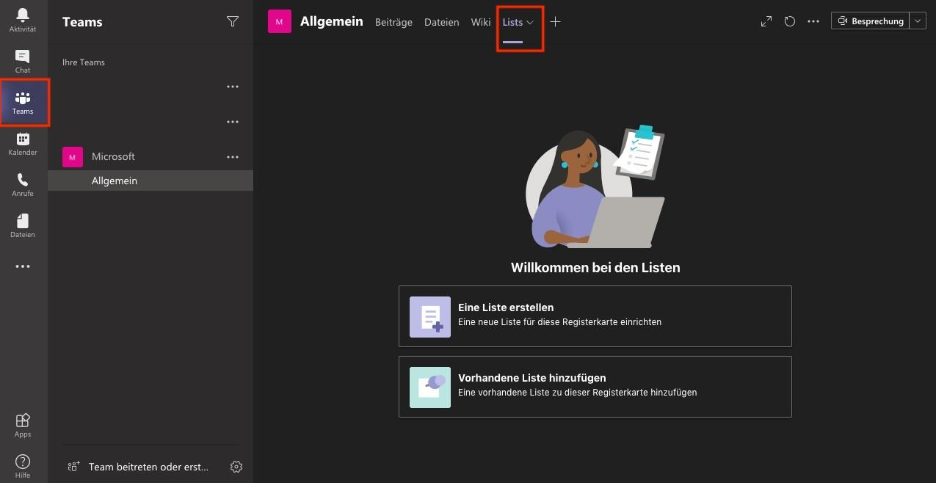 Microsoft Lists finden