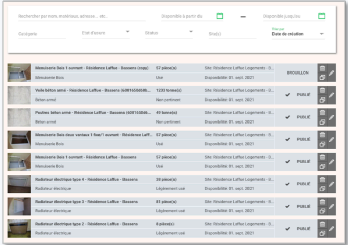 List of deposits on myUpcyclea