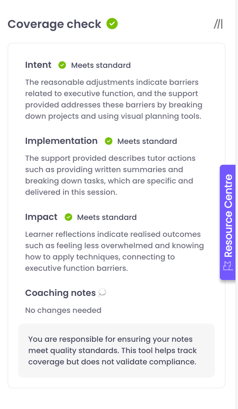 coverage checker panel