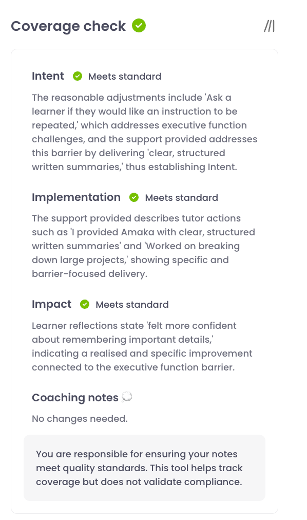 coverage checker panel