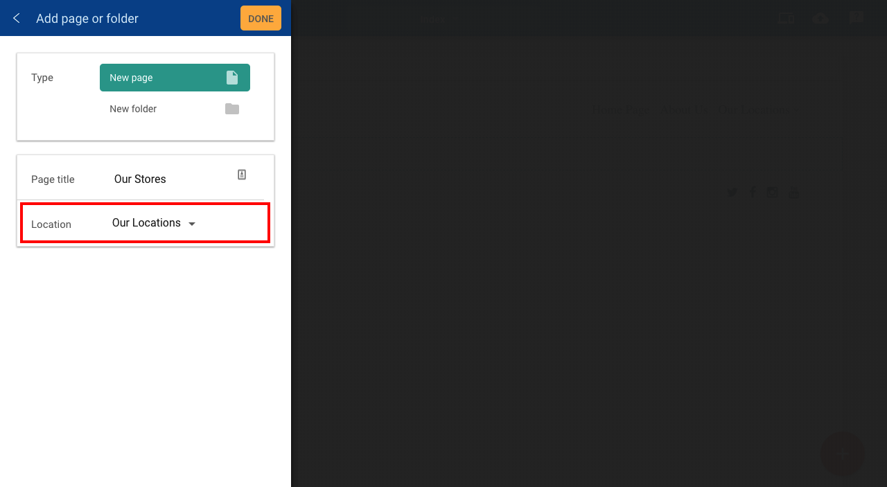 Add page to folder