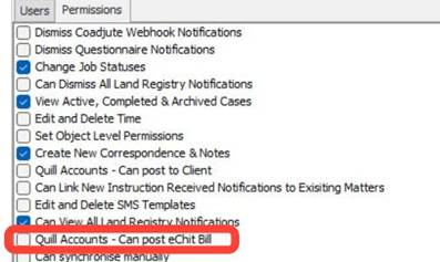 Quill Accounts - Can post eChit Bill