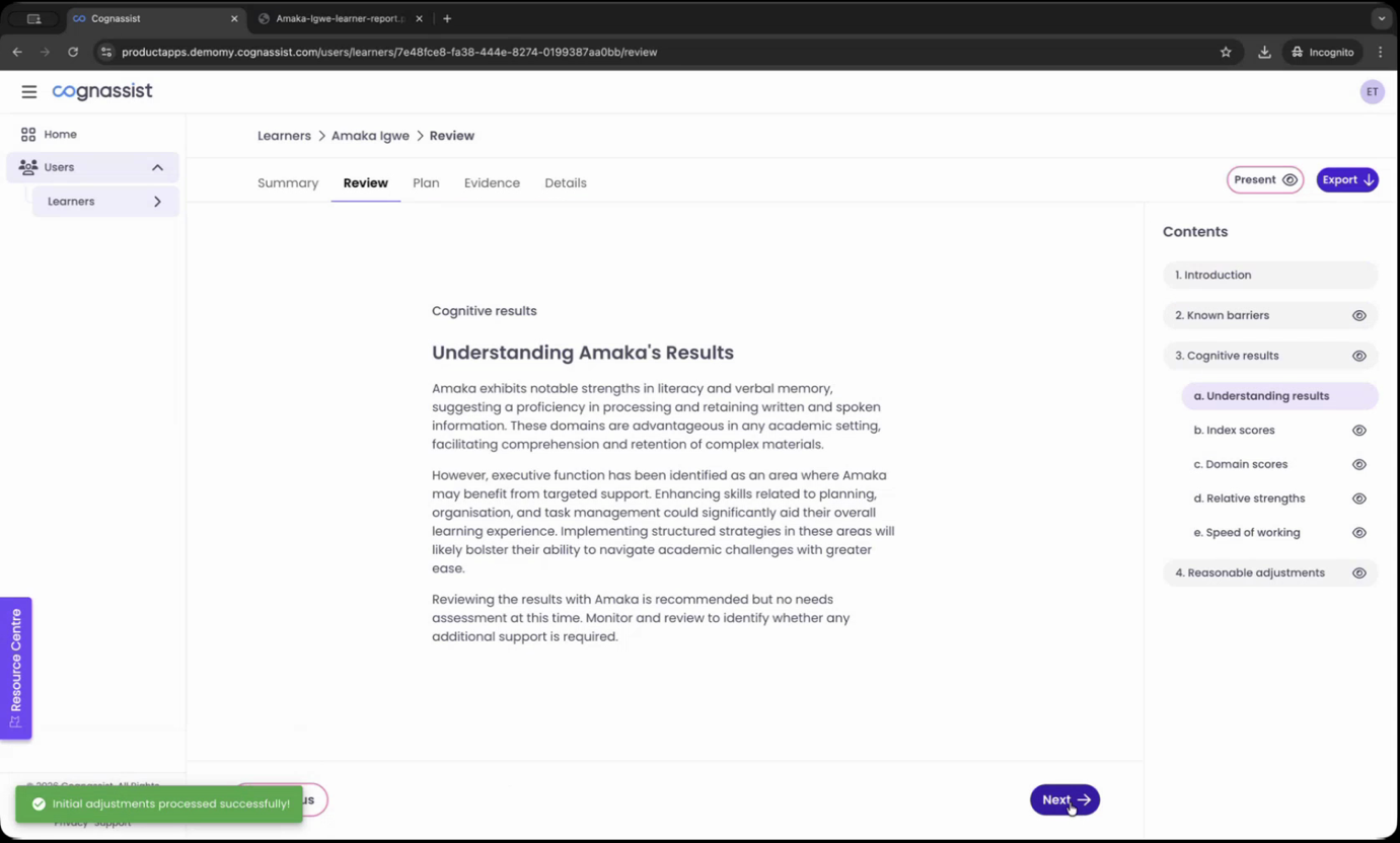 Understanding Amaka's Results - cognitive results summary
