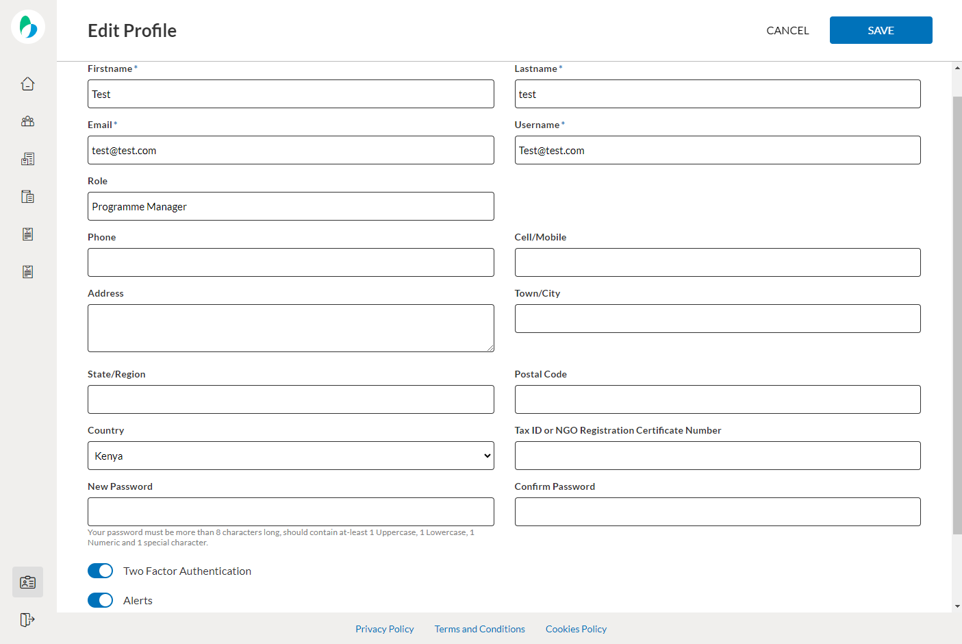 Once you have created your account, add any missing details to your profile