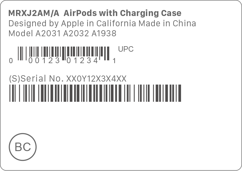 Example serial number