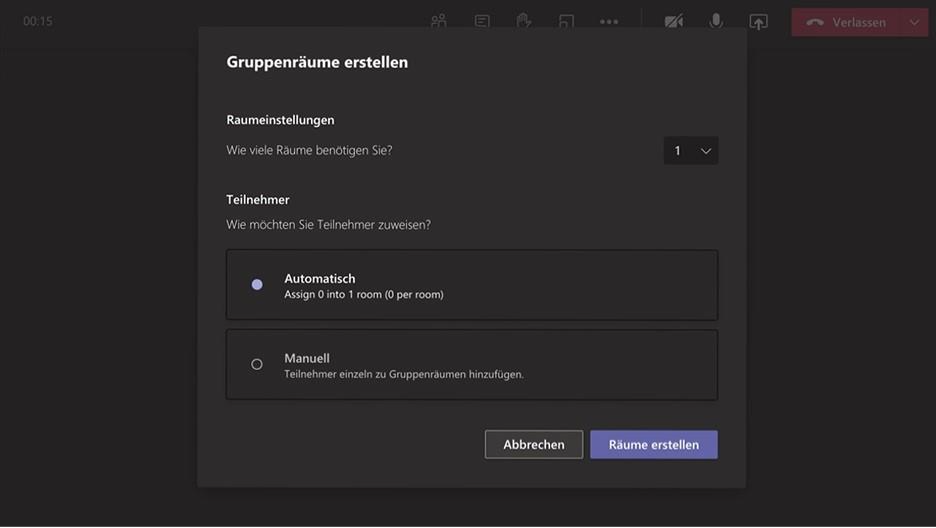 Kleine Gruppengespräche mitilfe von Breakout-Räumen in Microsoft Teams (2)