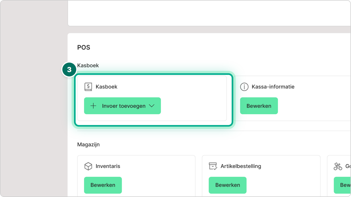 Wijkt het af van de Kassastand bij Kassa-informatie, controleer dan de boekingen en boek het verschil in het Kasboek.
