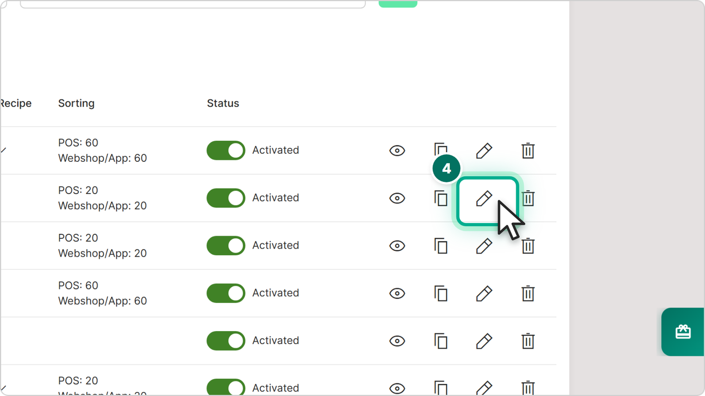 Next to the item, click Edit.