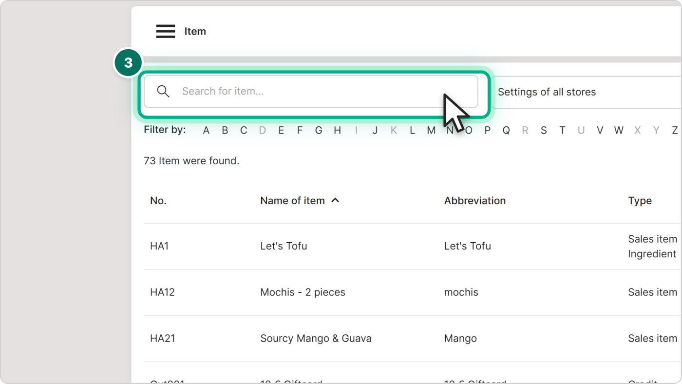Find the item in the list.