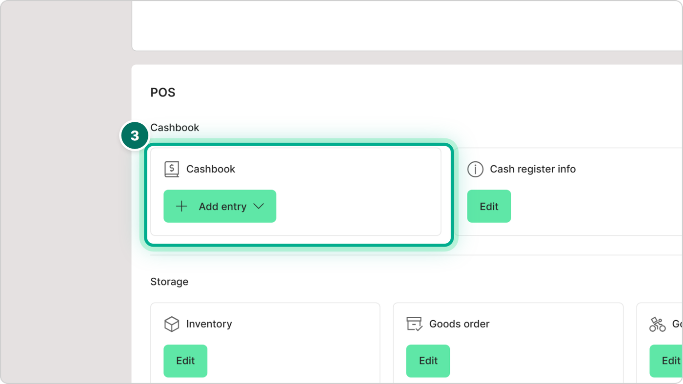 If it differs from the Cash balance in Cash register info, check the transactions and post the difference in the Cashbook.